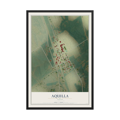 Map of Aquilla, Texas, 12 x 18 inch print in a black wood frame