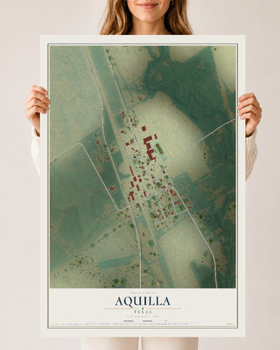 Map of Aquilla, Texas, 24 x 36 inch unframed archival matte print