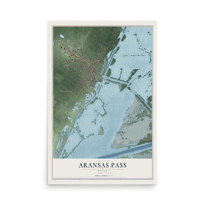 Map of Aransas Pass, Texas, 12 x 18 inch unframed archival matte print
