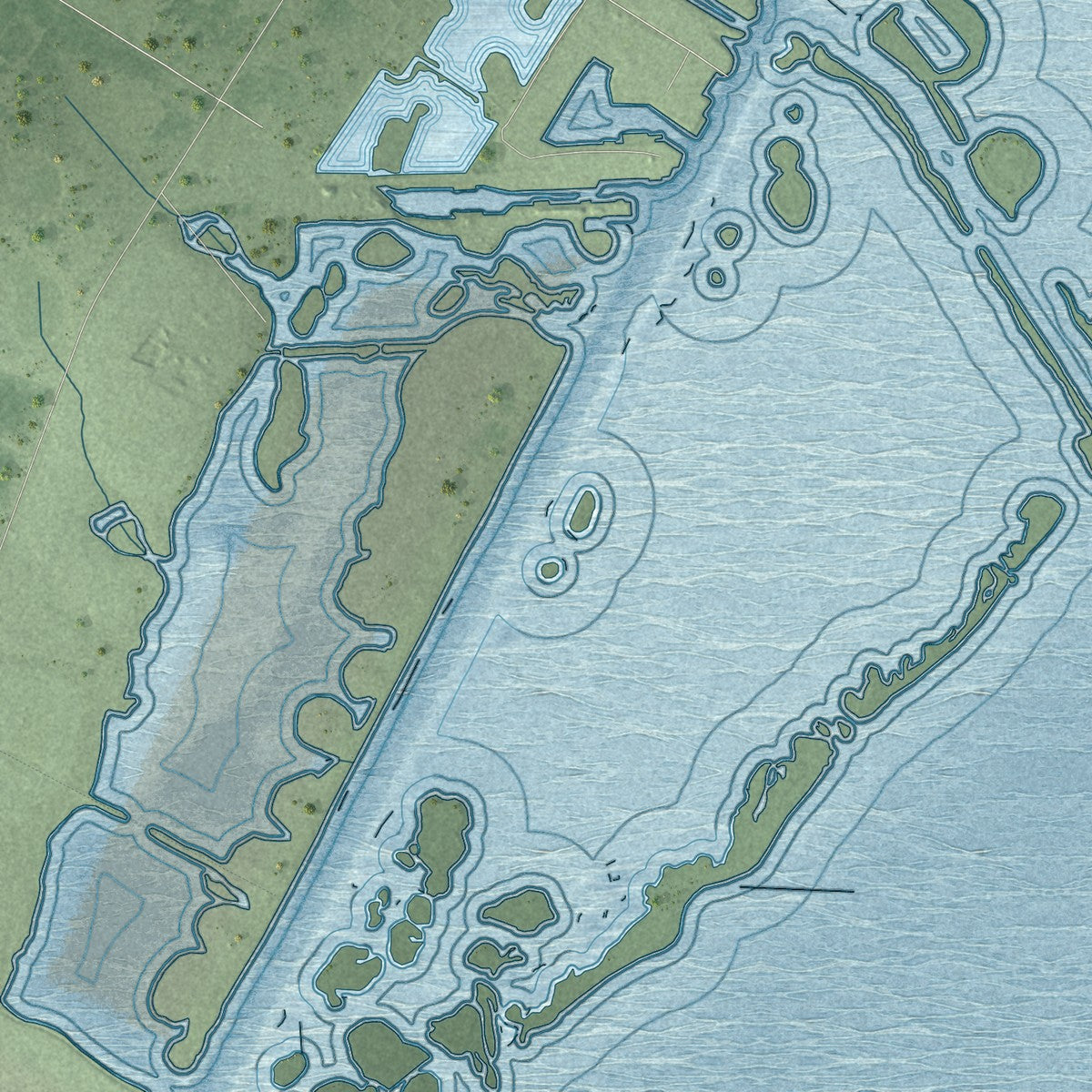 Second close-up of the map of Aransas Pass, Texas print showing more streets and buildings