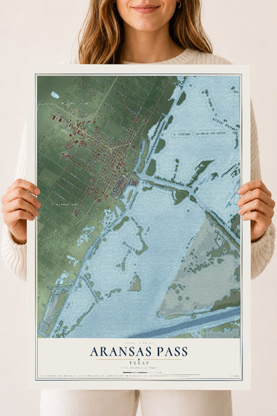 Map of Aransas Pass, Texas, 18 x 24 inch unframed archival matte print