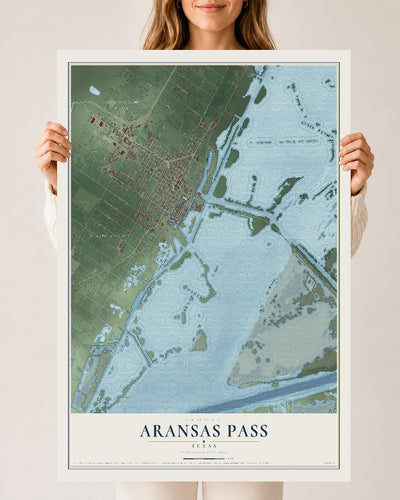 Map of Aransas Pass, Texas, 24 x 36 inch unframed archival matte print