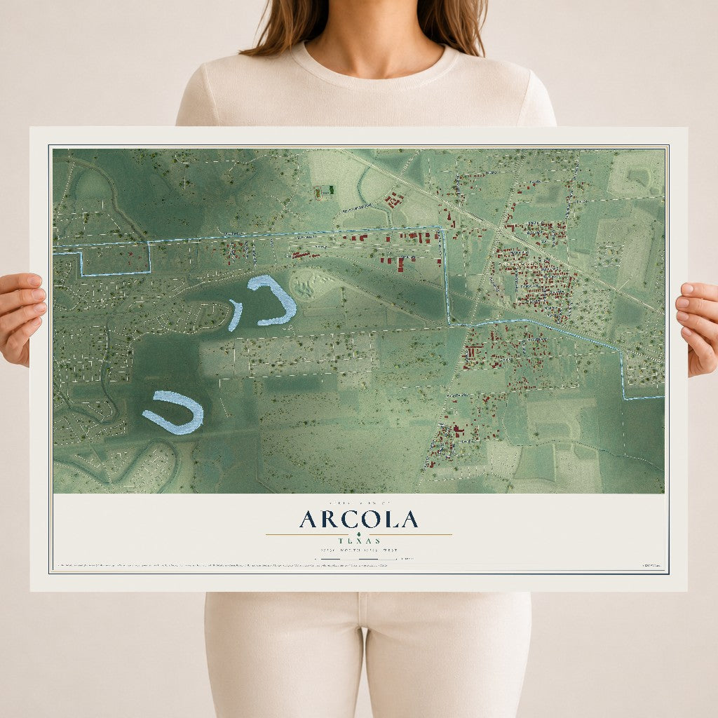 Map of Arcola, Texas, 18 x 24 inch unframed archival matte print
