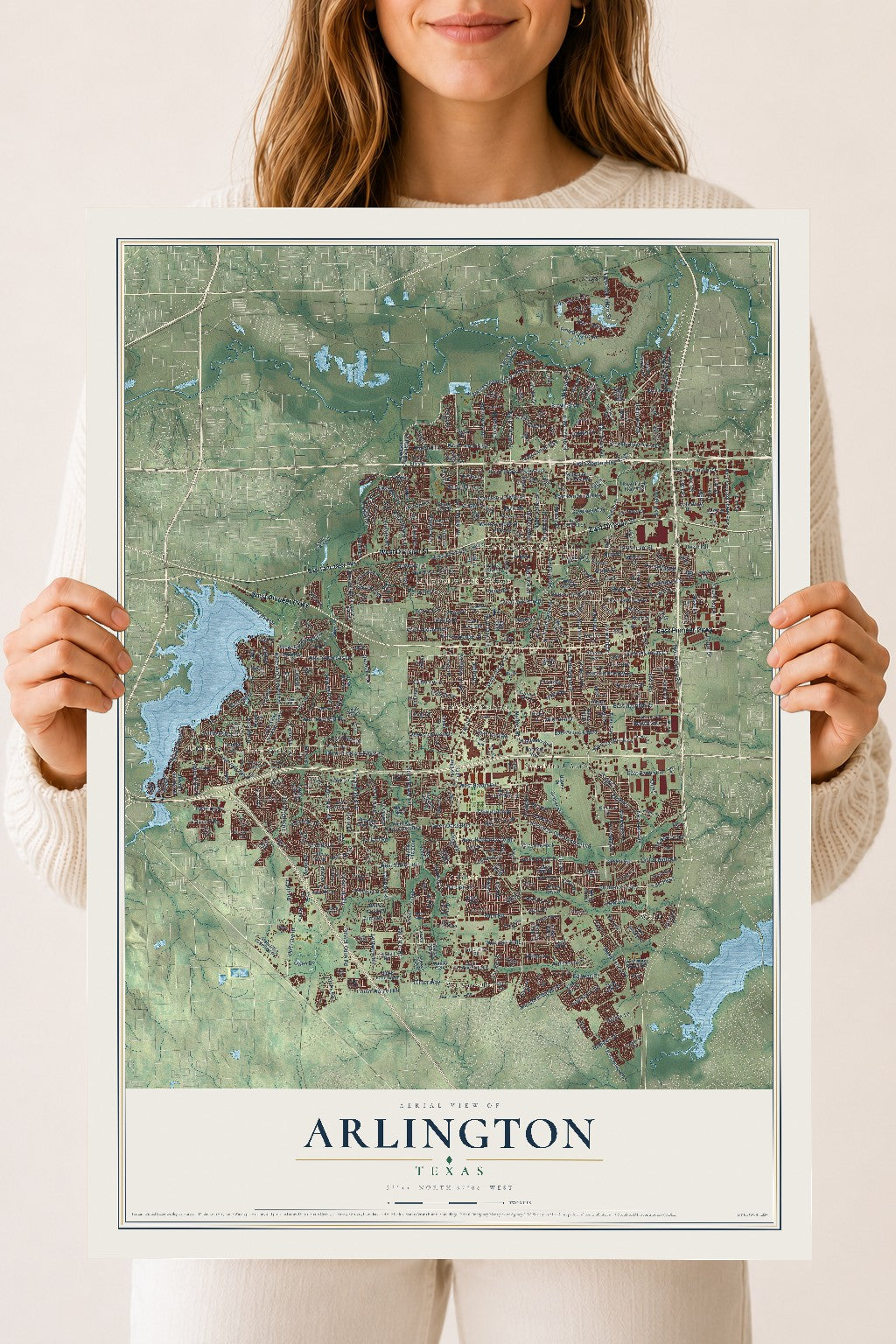 Map of Arlington, Texas, 18 x 24 inch unframed archival matte print