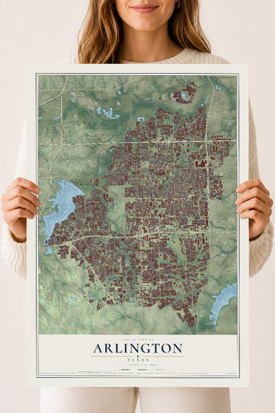 Map of Arlington, Texas, 18 x 24 inch unframed archival matte print