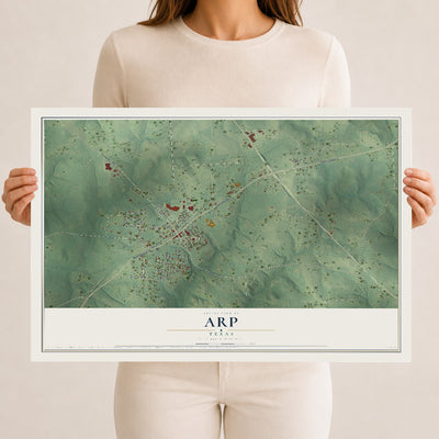 Map of Arp, Texas, 12 x 18 inch unframed archival matte print