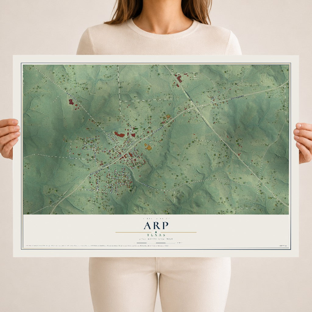 Map of Arp, Texas, 18 x 24 inch unframed archival matte print