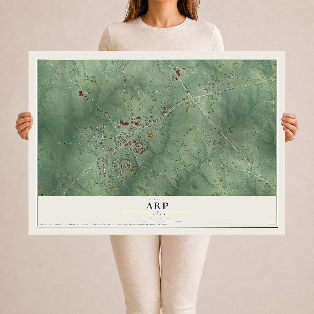 Map of Arp, Texas, 24 x 36 inch unframed archival matte print