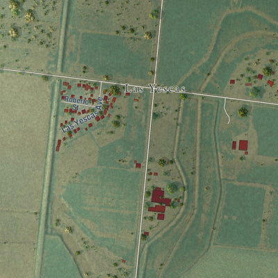 Close-up of the map of Arroyo Gardens, Texas print showing street and building detail