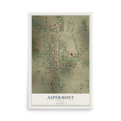 Map of Aspermont, Texas, 12 x 18 inch unframed archival matte print