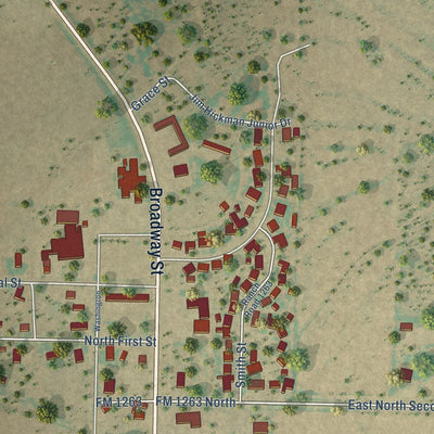 Second close-up of the map of Aspermont, Texas print showing more streets and buildings