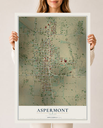 Map of Aspermont, Texas, 24 x 36 inch unframed archival matte print
