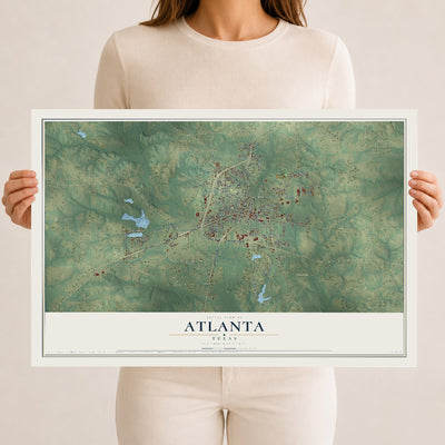 Map of Atlanta, Texas, 12 x 18 inch unframed archival matte print