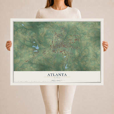 Map of Atlanta, Texas, 24 x 36 inch unframed archival matte print