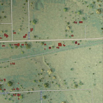 Second close-up of the map of Avery, Texas print showing more streets and buildings