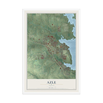 Map of Azle, Texas, 12 x 18 inch print in a white wood frame