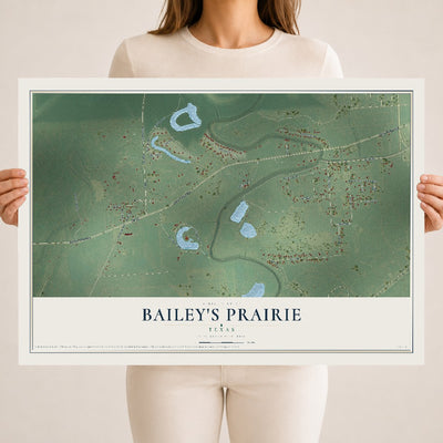 Map of Bailey's Prairie, Texas, 18 x 24 inch unframed archival matte print