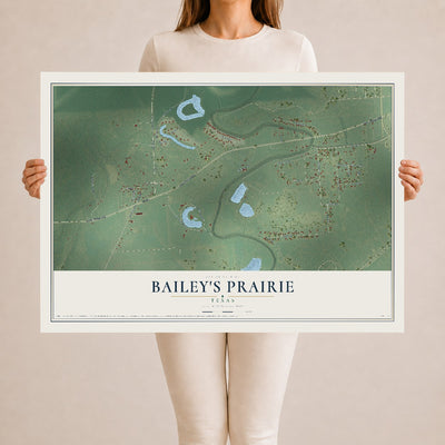 Map of Bailey's Prairie, Texas, 24 x 36 inch unframed archival matte print