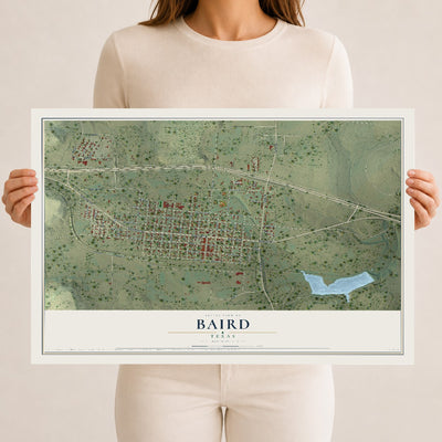 Map of Baird, Texas, 12 x 18 inch unframed archival matte print