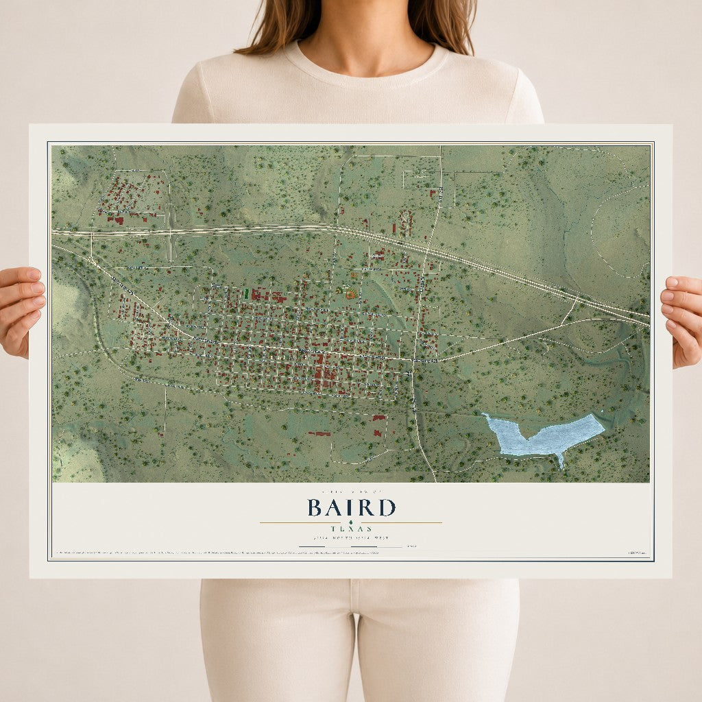 Map of Baird, Texas, 18 x 24 inch unframed archival matte print