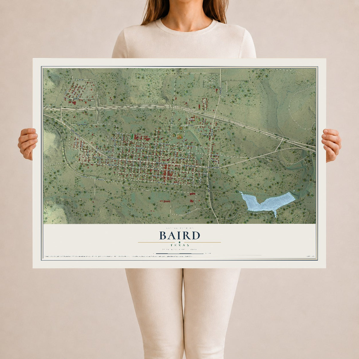 Map of Baird, Texas, 24 x 36 inch unframed archival matte print