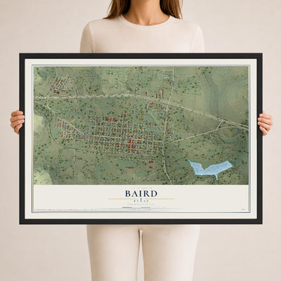 Map of Baird, Texas, 24 x 36 inch print in a black wood frame