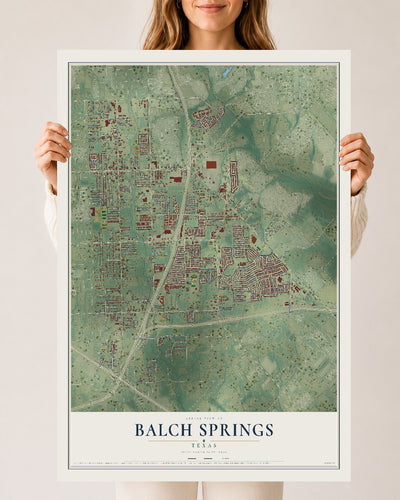 Map of Balch Springs, Texas, 24 x 36 inch unframed archival matte print