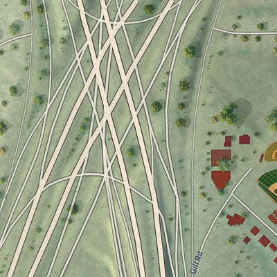 Close-up of the map of Balcones Heights, Texas print showing street and building detail