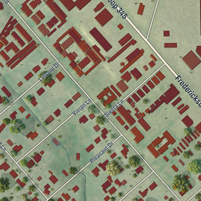 Second close-up of the map of Balcones Heights, Texas print showing more streets and buildings