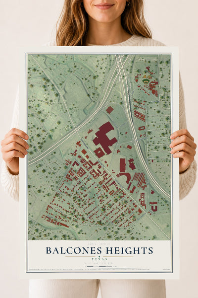 Map of Balcones Heights, Texas, 18 x 24 inch unframed archival matte print