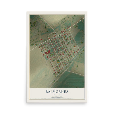 Map of Balmorhea, Texas, 12 x 18 inch unframed archival matte print