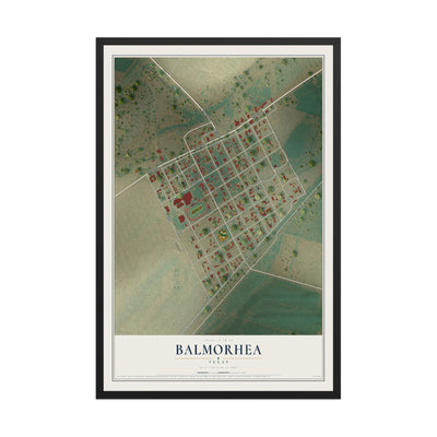 Map of Balmorhea, Texas, 12 x 18 inch print in a black wood frame