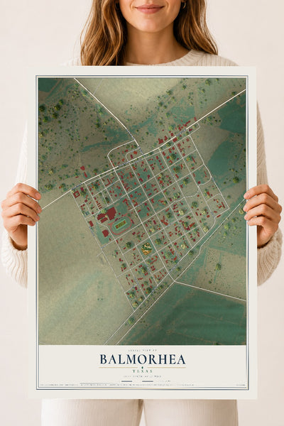 Map of Balmorhea, Texas, 18 x 24 inch unframed archival matte print