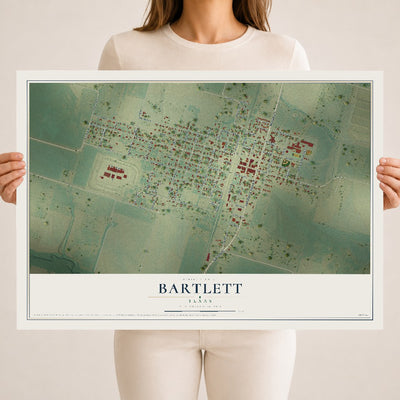Map of Bartlett, Texas, 18 x 24 inch unframed archival matte print