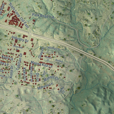 Second close-up of the map of Bastrop, Texas print showing more streets and buildings