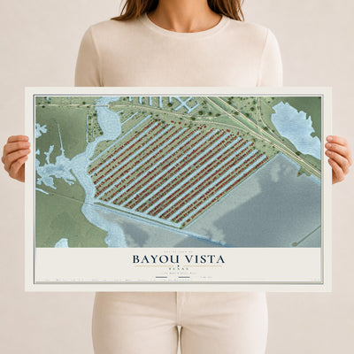 Map of Bayou Vista, Texas, 12 x 18 inch unframed archival matte print