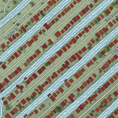 Close-up of the map of Bayou Vista, Texas print showing street and building detail