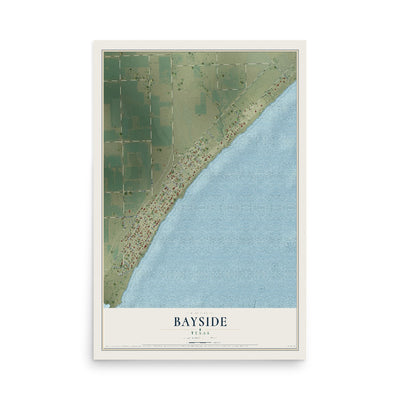 Map of Bayside, Texas, 12 x 18 inch unframed archival matte print