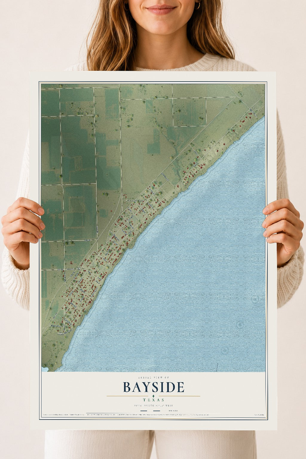 Map of Bayside, Texas, 18 x 24 inch unframed archival matte print