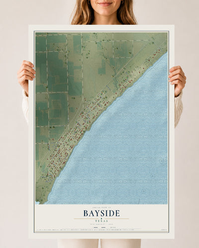 Map of Bayside, Texas, 24 x 36 inch unframed archival matte print