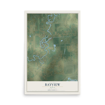 Map of Bayview, Texas, 12 x 18 inch unframed archival matte print