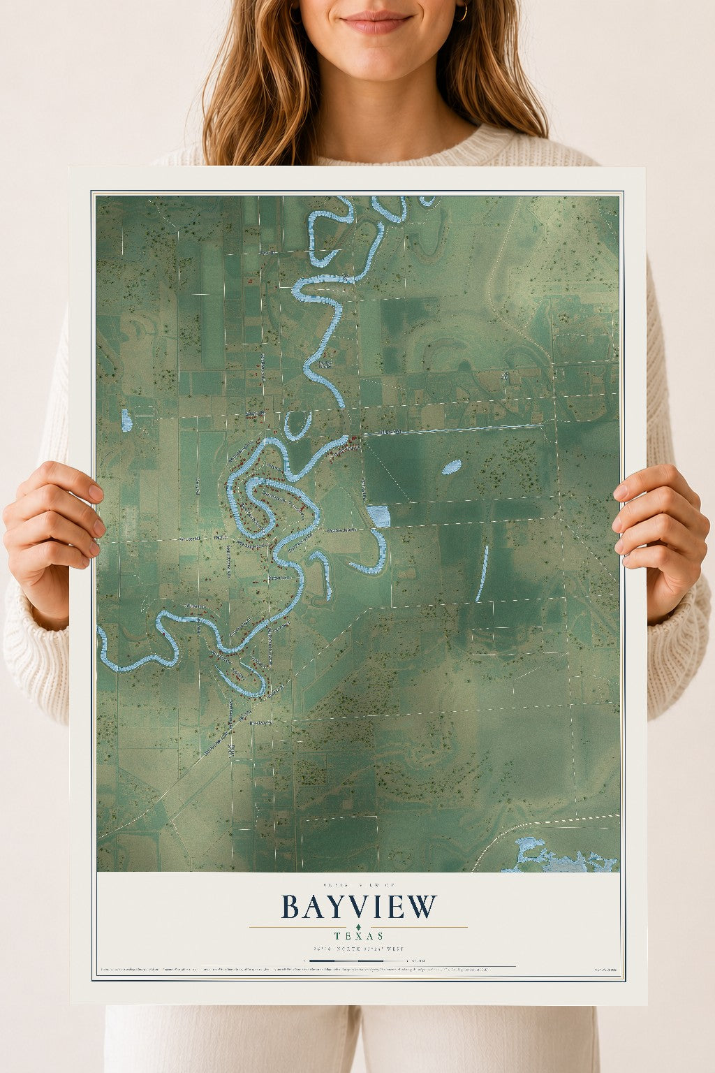 Map of Bayview, Texas, 18 x 24 inch unframed archival matte print