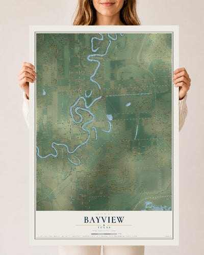 Map of Bayview, Texas, 24 x 36 inch unframed archival matte print