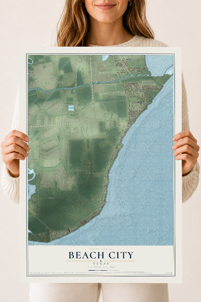 Map of Beach City, Texas, 18 x 24 inch unframed archival matte print
