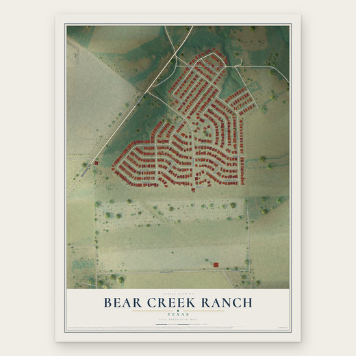 Bear Creek Ranch, Texas map print, the full design