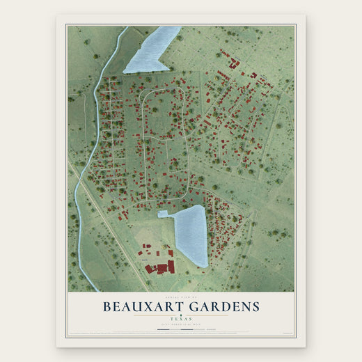 Beauxart Gardens, Texas map print, the full design