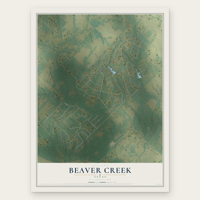 Beaver Creek, Texas map print, the full design