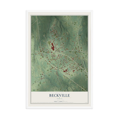 Map of Beckville, Texas, 12 x 18 inch print in a white wood frame