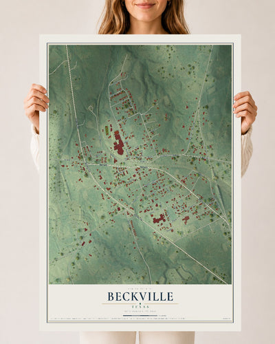 Map of Beckville, Texas, 24 x 36 inch unframed archival matte print