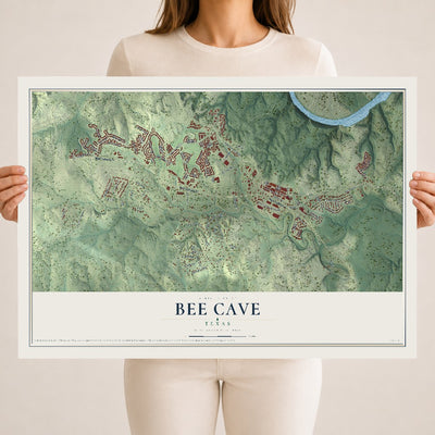 Map of Bee Cave, Texas, 18 x 24 inch unframed archival matte print